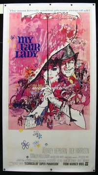 w025 MY FAIR LADY linen three-sheet movie poster '64 Audrey Hepburn, Peak art