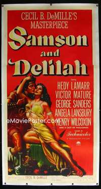 w027 SAMSON & DELILAH linen three-sheet movie poster '49 Hedy Lamarr, Mature