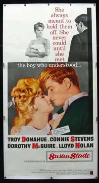 w029 SUSAN SLADE linen three-sheet movie poster '61 Troy Donahue, Stevens