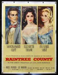 w034 RAINTREE COUNTY linen 2sh movie poster '57 Clift, Liz Taylor