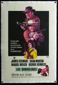 w350 BANDOLERO linen Argentinean movie poster '68 Raquel Welch,Martin