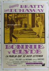 w385 BONNIE & CLYDE linen Argentinean movie poster '67 Beatty