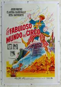 w382 CIRCUS WORLD linen Argentinean movie poster '65 John Wayne