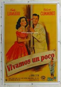 w371 LET'S LIVE A LITTLE linen Argentinean movie poster '48 Lamarr