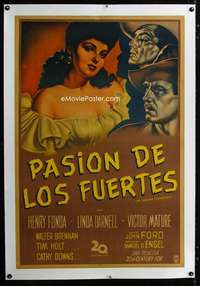 w363 MY DARLING CLEMENTINE linen Argentinean movie poster '46 John Ford