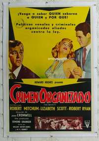 w367 RACKET linen Argentinean movie poster '51 Robert Mitchum