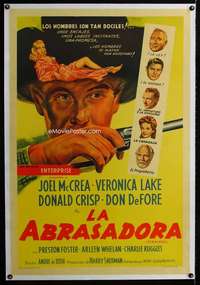 w356 RAMROD linen Argentinean movie poster '47 McCrea, Veronica Lake