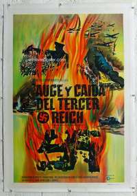 w372 RISE & FALL OF THE THIRD REICH linen Argentinean movie poster '68