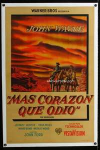 w359 SEARCHERS linen Argentinean movie poster '56 John Wayne, Ford