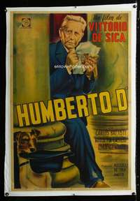 w337 UMBERTO D linen Argentinean movie poster '52 Vittorio De Sica