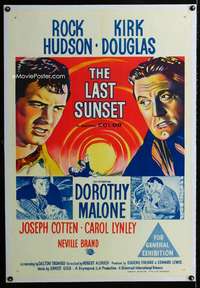 w077 LAST SUNSET linen Aust 1sh movie poster '61 Rock Hudson, Douglas