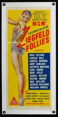 w081 ZIEGFELD FOLLIES linen Aust daybill movie poster '45 sexy showgirl