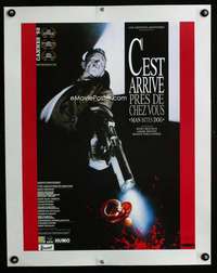 w093 MAN BITES DOG linen Belgian movie poster '92 gruesome image!