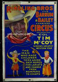 w044 RINGLING BROS & BARNUM & BAILEY CIRCUS linen circus poster '35