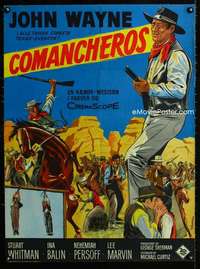 w297 COMANCHEROS linen Danish movie poster '61 John Wayne by Wenzel!