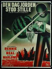 w315 DAY THE EARTH STOOD STILL linen Danish movie poster '51 classic!
