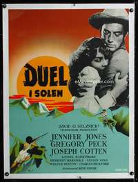 w316 DUEL IN THE SUN linen Danish movie poster '47 Jennifer Jones, Peck