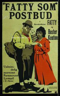 w298 HAYSEED linen Danish movie poster '19 Wind art of Fatty Arbuckle!