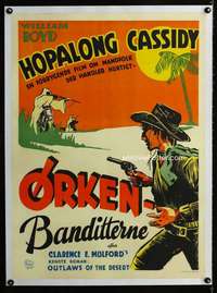 w304 OUTLAWS OF THE DESERT linen Danish movie poster '40s Hoppy!
