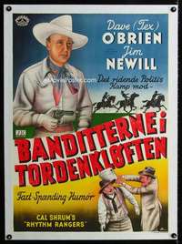 w301 RANGERS TAKE OVER linen Danish movie poster '48 Texas Rangers!