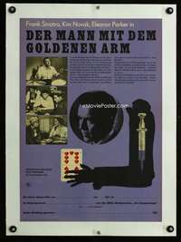w258 MAN WITH THE GOLDEN ARM linen East German 16x23 movie poster '56