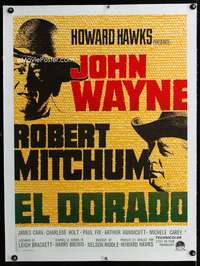 w224 EL DORADO linen French 23x32 movie poster R70s John Wayne, Mitchum