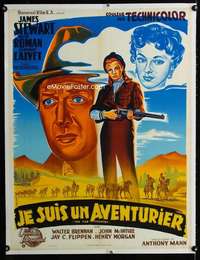 w225 FAR COUNTRY linen French 23x32 movie poster '55 Belinsky art!