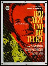 w264 FLESH & THE FIENDS linen German movie poster '61 Peter Cushing