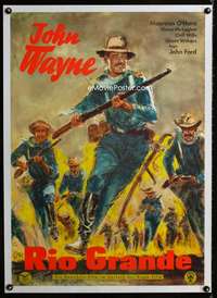 w282 RIO GRANDE linen German movie poster R60s John Wayne by Braun!