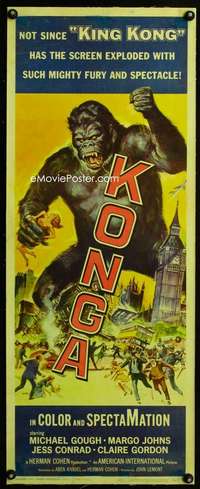 w059 KONGA linen insert movie poster '61 great Reynold Brown artwork!