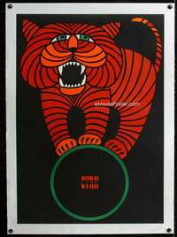 w179 CYRK linen Polish movie poster '66 great tiger on ball artwork!