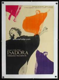 w163 LOVES OF ISADORA linen Polish 23x33 movie poster '70 Lipinski art
