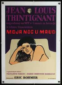 w165 MY NIGHT AT MAUD'S linen Polish 23x33 movie poster '69 Mlodozeniec