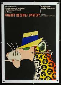w182 RETURN OF THE PINK PANTHER linen Polish movie poster '77 Lutczyn