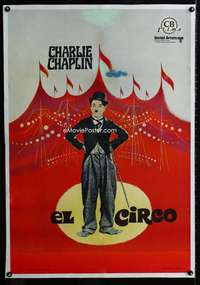 w243 CIRCUS linen Spanish movie poster R69 Charlie Chaplin classic!