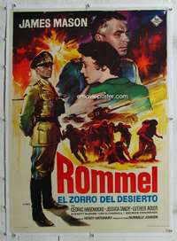 w249 DESERT FOX linen Spanish movie poster '63 great Mac Gomez art!