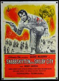 w203 QUICK GUN linen Swedish movie poster '64 cool art of Audie Murphy