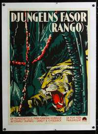 w193 RANGO linen Swedish movie poster '31 great Aberg tiger artwork!