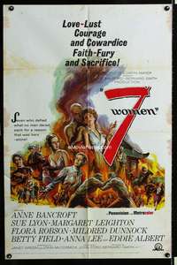 y993 7 WOMEN one-sheet movie poster '66 John Ford, Anne Bancroft, Lyon