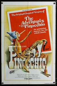 y987 ADVENTURES OF PINOCCHIO one-sheet movie poster '78 live action!