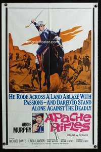 y967 APACHE RIFLES one-sheet movie poster '64 Audie Murphy on horseback!