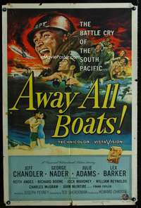 y954 AWAY ALL BOATS one-sheet movie poster '56 Chandler, Reynold Brown art!