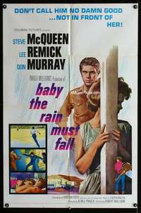 y952 BABY THE RAIN MUST FALL one-sheet movie poster '65 Steve McQueen