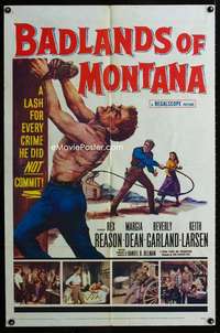 y950 BADLANDS OF MONTANA one-sheet movie poster '57 Rex Reason, western!