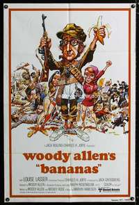 y946 BANANAS int'l one-sheet movie poster R80 Woody Allen, Jack Davis art!