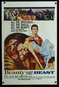 y933 BEAUTY & THE BEAST one-sheet movie poster '62 Mark Damon, Taylor