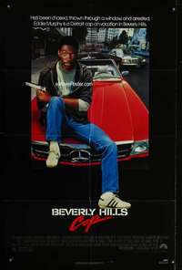 y919 BEVERLY HILLS COP one-sheet movie poster '84 Eddie Murphy on Mercedes!