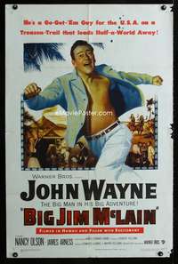 y909 BIG JIM McLAIN one-sheet movie poster '52 really BIG John Wayne!