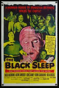 y893 BLACK SLEEP one-sheet movie poster '56 Lon Chaney Jr, Bela Lugosi