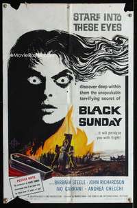 y891 BLACK SUNDAY one-sheet movie poster '61 Mario Bava, demons!